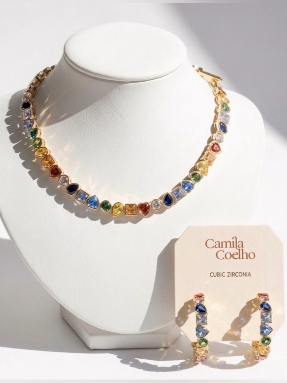 NWT ⚜️💙⚜️ Camila Coelho Multicolor Cubic Zirconia Necklace & Earrings Set